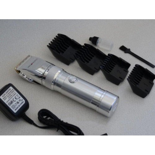 Професійна акумуляторна машинка для стрижки волосся Promotec PM 358 Срібло