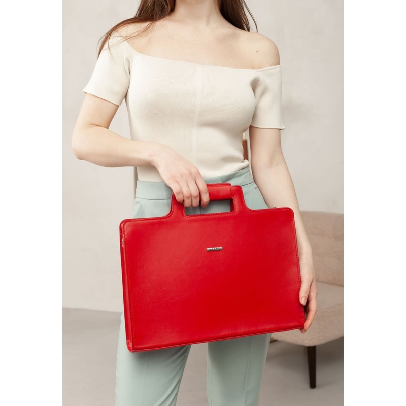 Жіноча шкіряна сумка для ноутбука і документів червона BlankNote