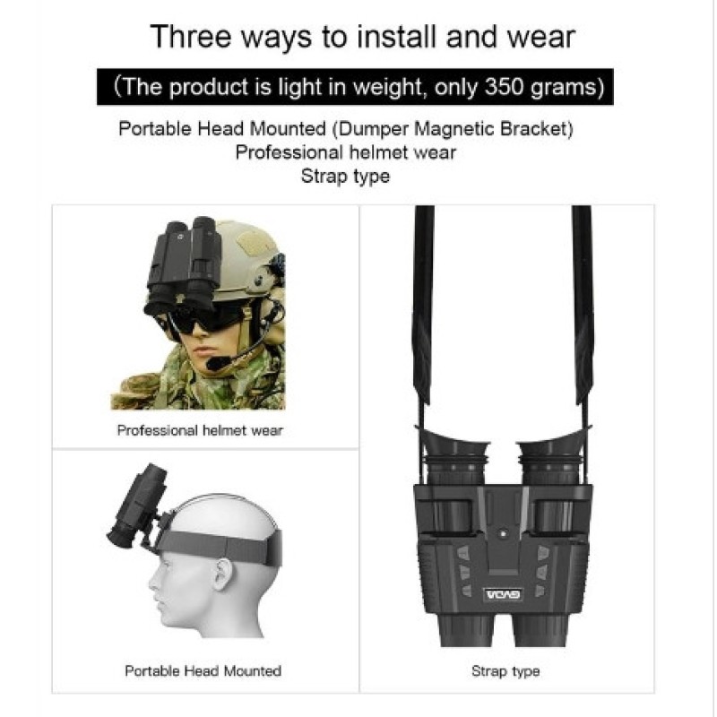 Бінокль нічного бачення GVDA918 до 400м у темряві з кріпленням на голову + на шолом FMA L4G24 + карта 64Гб