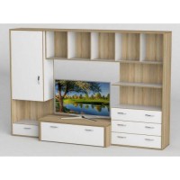 Стінка в вітальню Тиса Мебель Вітальня-103 Сонома Білий 1600x450x2380 мм Стінка в вітальню Тиса Мебель Вітальня-103 Сонома Білий 1600x450x2380 мм
