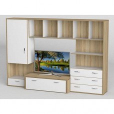Стінка в вітальню Тиса Мебель Вітальня-103 Сонома Білий 1600x450x2380 мм