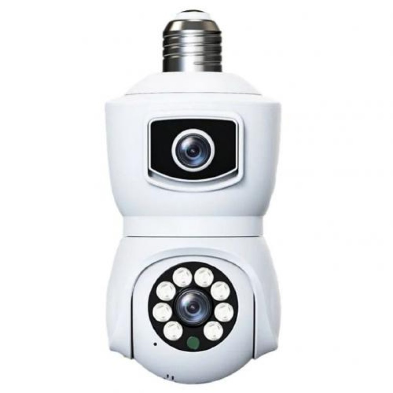 IP камера відеоспостереження в патрон RIAS V380-E27 (v380 APP) Wi-Fi 2 об'єктива 2MP+2MP White