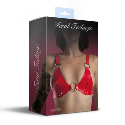 Ліф з натуральної шкіри Feral Feelings - Bikini Top Red в інтернет супермаркеті PbayMarket!