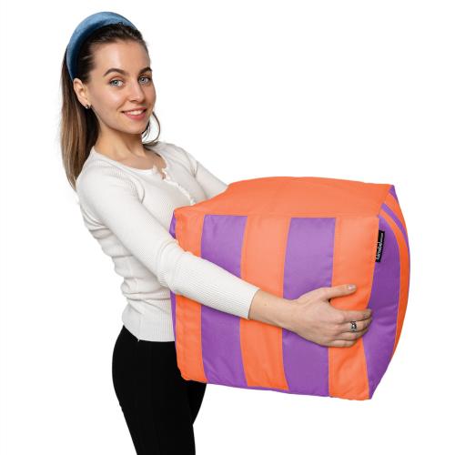 Пуф Кубик Смугастий Оксфорд 40х40 Студія Комфорту Фіолетовий + Помаранчевий Пуф Кубик Смугастий Оксфорд 40х40 Студія Комфорту Фіолетовий + Помаранчевий