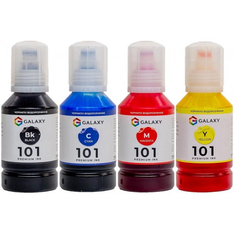 Комплект чорнил Galaxy 101 Epson BP/C/M/Y 140 мл 4 шт Різнокольоровий (10450)