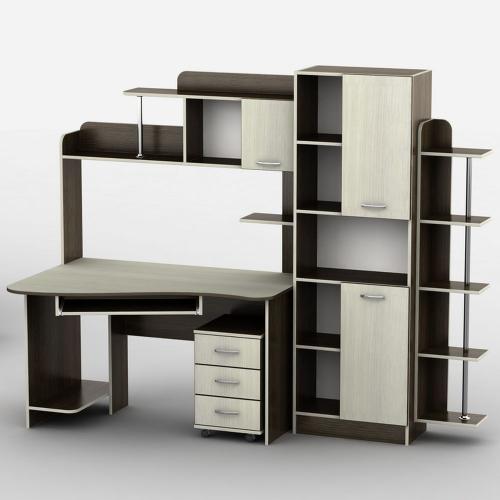 Стіл комп'ютерний Тиса Мебель Тиса-29 Молочний Венге 1810x900x2240 мм Стіл комп'ютерний Тиса Мебель Тиса-29 Молочний Венге 1810x900x2240 мм