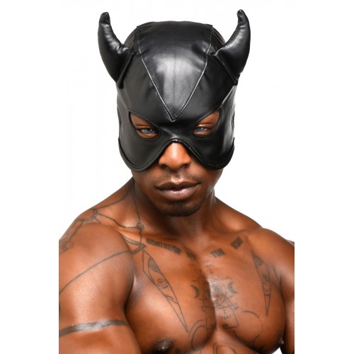 Маска Master Series Dungeon Demon Bondage Mask with Horns - Black в інтернет супермаркеті PbayMarket!