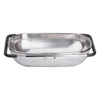 Друшляк-сито на раковину для миття продуктів Zhongjing 34х23,5х9 см Сріблястий (HP-19-17)