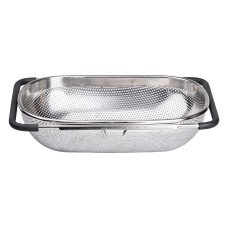 Друшляк-сито на раковину для миття продуктів Zhongjing 34х23,5х9 см Сріблястий (HP-19-17)