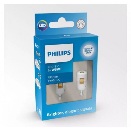 Комплект світлодіодних ламп Philips 11961CU60X2 W5W LED білий Ultinon Pro6000 SI 6000 K