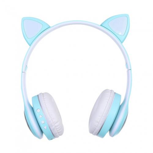 Навушники бездротові котячими вушками CAT Ear VZV-23M Bluetooth RGB Бірюзові