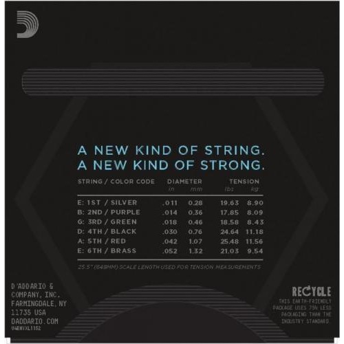 Струни для електрогітари D'Addario NYXL1152 Medium Top / Heavy Bottom 11/52 Струни для електрогітари D'Addario NYXL1152 Medium Top / Heavy Bottom 11/52