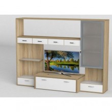 Стінка в вітальню Тиса Мебель Вітальня-112 Сонома Білий 1630x450x2330 мм