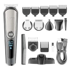 Бездротова машинка для стрижки волосся VGR V-105 тример для вусів і бороди з насадками 5в1 Чорний (2104618351)