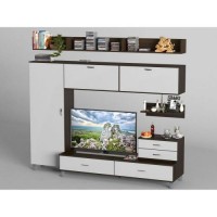 Стінка в вітальню Тиса Мебель Венге Вітальня-25 Білий 2050x450x2400 мм Стінка в вітальню Тиса Мебель Венге Вітальня-25 Білий 2050x450x2400 мм