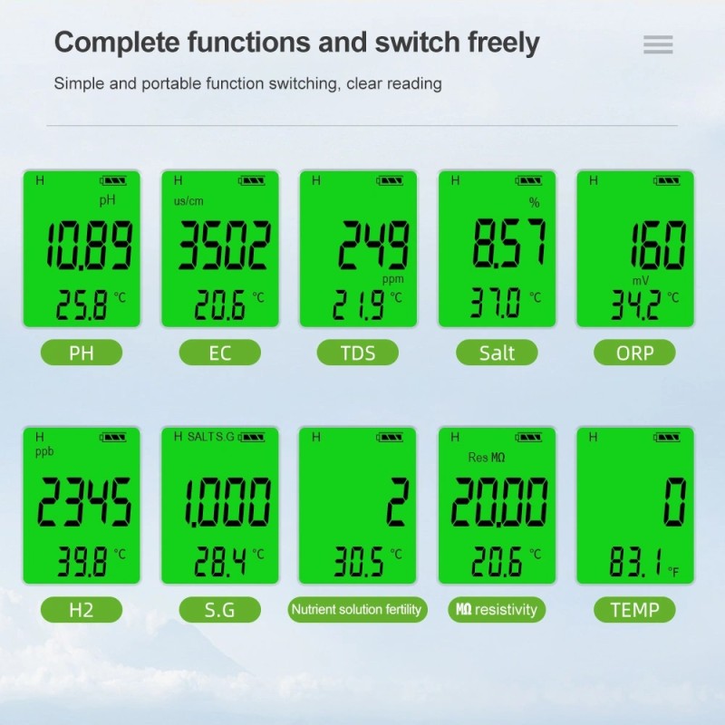 Тестер аналізатор якості води багатофункціональний за 10 параметрами Nectronix JQ-006