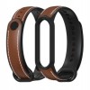 Ремінець для Xiaomi Mi Band 5 | 6 силікон + шкіра MiJobs Коричнево Чорний (1540703)