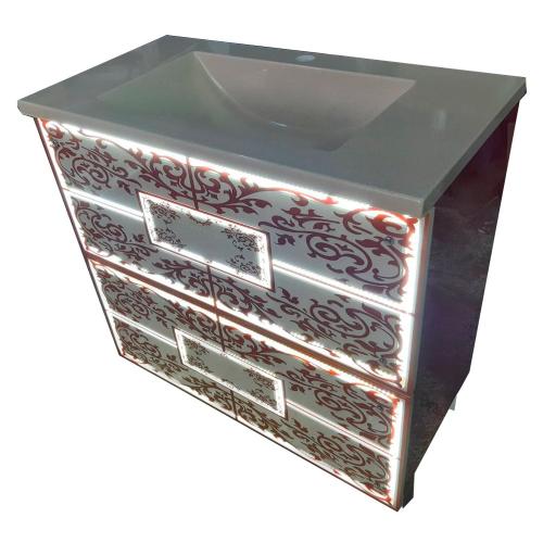 Тумба з підсвіткою у ванну кімнату The MIX ILusion_2020 із раковиною штучний камінь 90 см Тумба з підсвіткою у ванну кімнату The MIX ILusion_2020 із раковиною штучний камінь 90 см