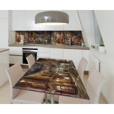 Наклейка 3Д вінілова на стіл Zatarga «Таємні вулички» 600х1200 мм для будинків, квартир, столів, кав'ярень, кафе