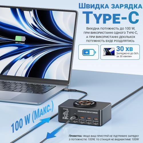 Зарядна док-станція Addap MCS-818DP 140W для 9 пристроїв