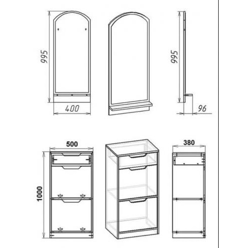 Передпокій Комплект ТО-11 Дзеркало-3 Яблуня