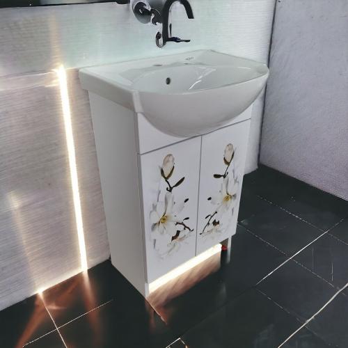 Тумба Mikola-M Магнолія пластикова з умивальником CERSANIT Cersania 50 см