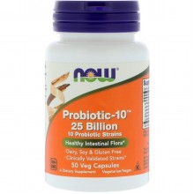 Пробіотики Для Травлення, Probiotic-10, 25 Billion, Now Foods, 50 Рослинних Капсул