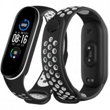 Ремінець Double Color Strap для Xiaomi Mi Band 5/6 Black-White