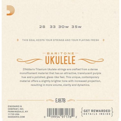 Струни для укулеле D'Addario EJ87B Titamium Baritone Ukulele Strings 28/35 Струни для укулеле D'Addario EJ87B Titamium Baritone Ukulele Strings 28/35