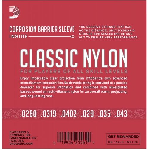 Струни для класичної гітари D'Addario EJ27N-3N Student Nylon Струни для класичної гітари D'Addario EJ27N-3N Student Nylon