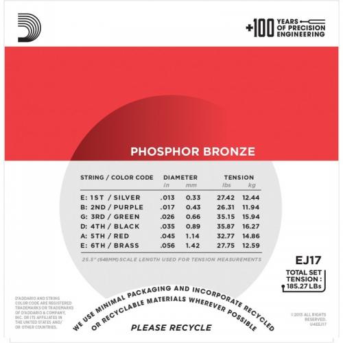 Струни для акустичної гітари D'Addario EJ17 Phosphor Bronze Medium Acoustic Guitar Strings 6 шт Струни для акустичної гітари D'Addario EJ17 Phosphor Bronze Medium Acoustic Guitar Strings 6 шт