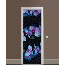 Наклейка на двері Zatarga «Ніч блакитної орхідеї» 650х2000 мм вінілова 3Д наклейка декор самоклеюча