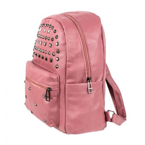 Рюкзак міський BackPack Заклепки Rivets Кожзам 30х23х12 см Рожевий (22473) в інтернет супермаркеті PbayMarket!