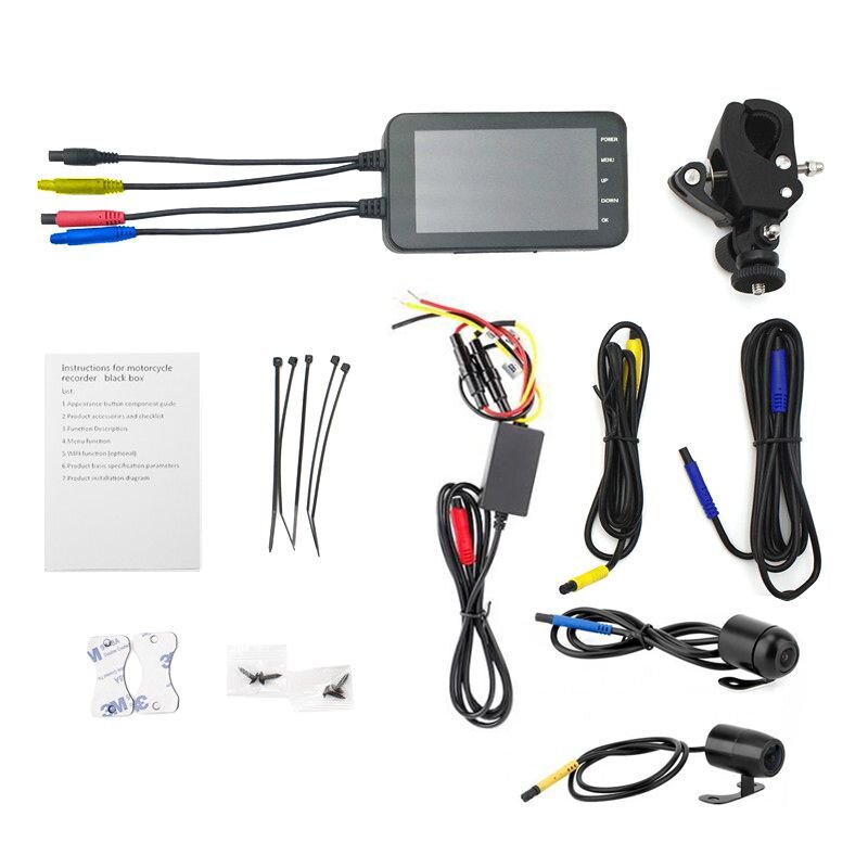 Відеореєстратор для мотоцикла на 2 камери, захищений від вологи FHD 1080P, wifi, G-sensor, датчик руху
