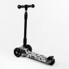 Самокат триколісний Best Scooter MAXI складаний колеса PU зі світлом Skulls and flowers 60 кг Різнокольоровий (105402)