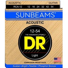 Струни для акустичної гітари 6 шт DR RCA-12 Sunbeams Phosphor Bronze Acoustic Guitar Strings Light 12/54