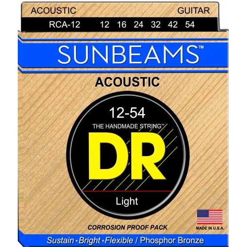 Струни для акустичної гітари 6 шт DR RCA-12 Sunbeams Phosphor Bronze Acoustic Guitar Strings Light 12/54 Струни для акустичної гітари 6 шт DR RCA-12 Sunbeams Phosphor Bronze Acoustic Guitar Strings Light 12/54