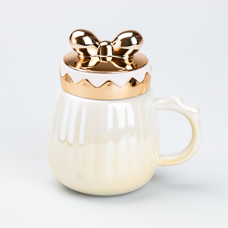 Кружка керамічна TS Kitchen Life 500 мл із кришкою жовтий градієнт (HP7194Y)