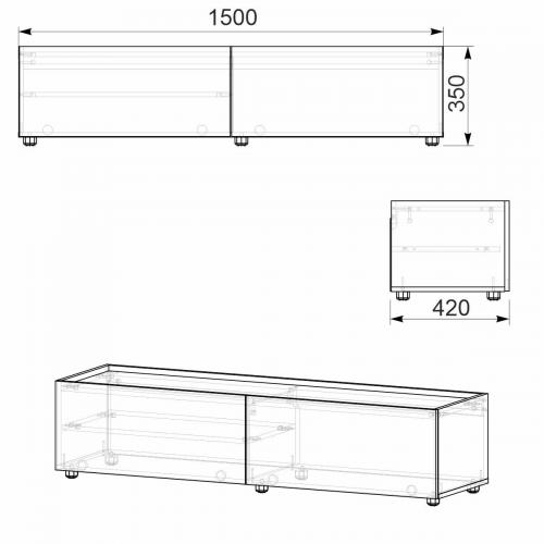 Тумба під ТВ Компанит МГ 6 150х42х35 см горіх