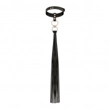 Нашийник с флогером Rosy Gold - Collar with Flogger - Black