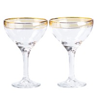Набір келихів для коктейлів фігурних TS Kitchen на високій ніжці 2 штуки по 290 мл жовтий (HP544)