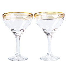Набір келихів для коктейлів фігурних TS Kitchen на високій ніжці 2 штуки по 290 мл жовтий (HP544)