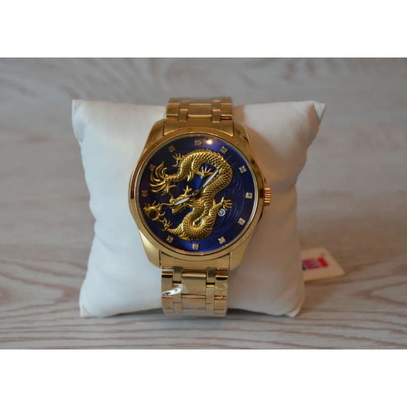 Чоловічий наручний годинник Skmei 9193 Дракон Золотистий