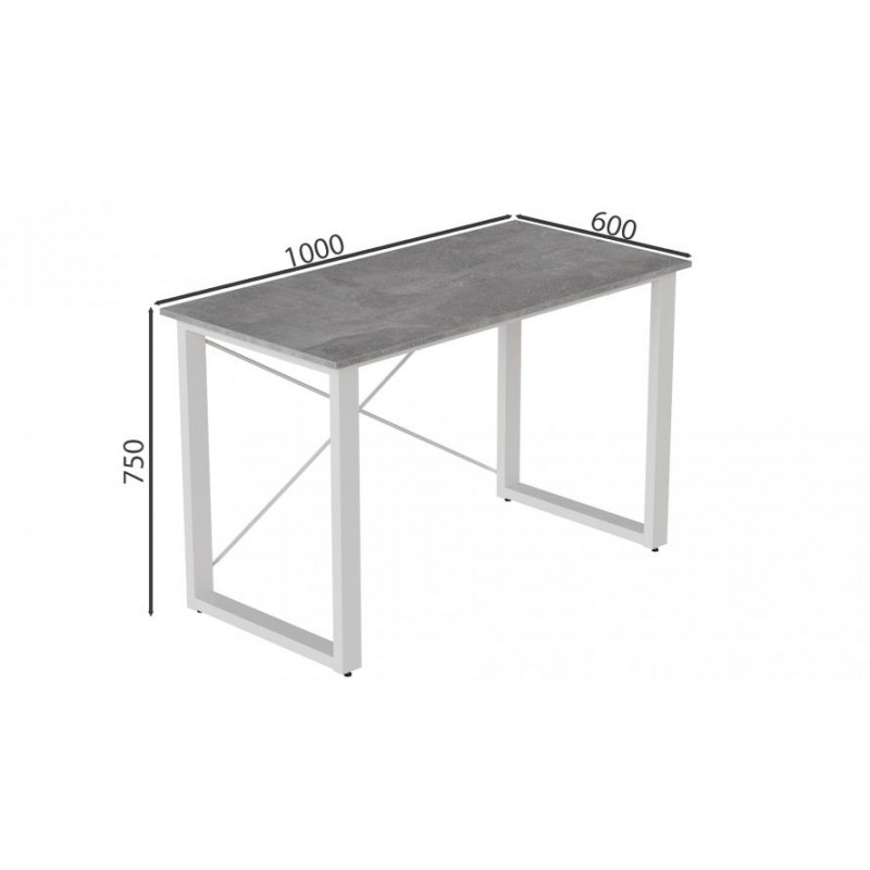 Письмовий стіл Ferrum-decor Драйв 750x1000x600 Білий метал ДСП Бетон 16 мм (DRA021)