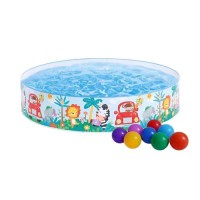 Дитячий каркасний басейн Intex 58477-1 «Африка», 122 х 25 см, з кульками 10 шт.