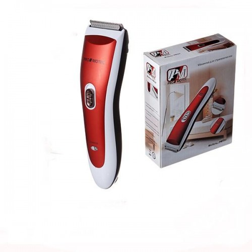 Машинка для стрижки волосся акумуляторна PROMOTEC PM-352 Біла з червоним
