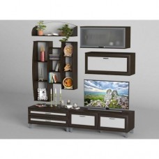 Стінка в вітальню Тиса Мебель Вітальня-14 Венге Білий 2050x450x2100 мм