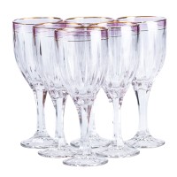 Набір бокалів для вина TS Kitchen 6 штук із золотою облямівкою 250 мл рожевий (HP548)