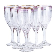 Набір бокалів для вина TS Kitchen 6 штук із золотою облямівкою 250 мл рожевий (HP548)