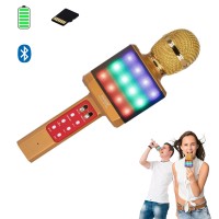 Мікрофон-караоке бездротовий WSTER WS-1828 White з функцією зміною голосу Золотий